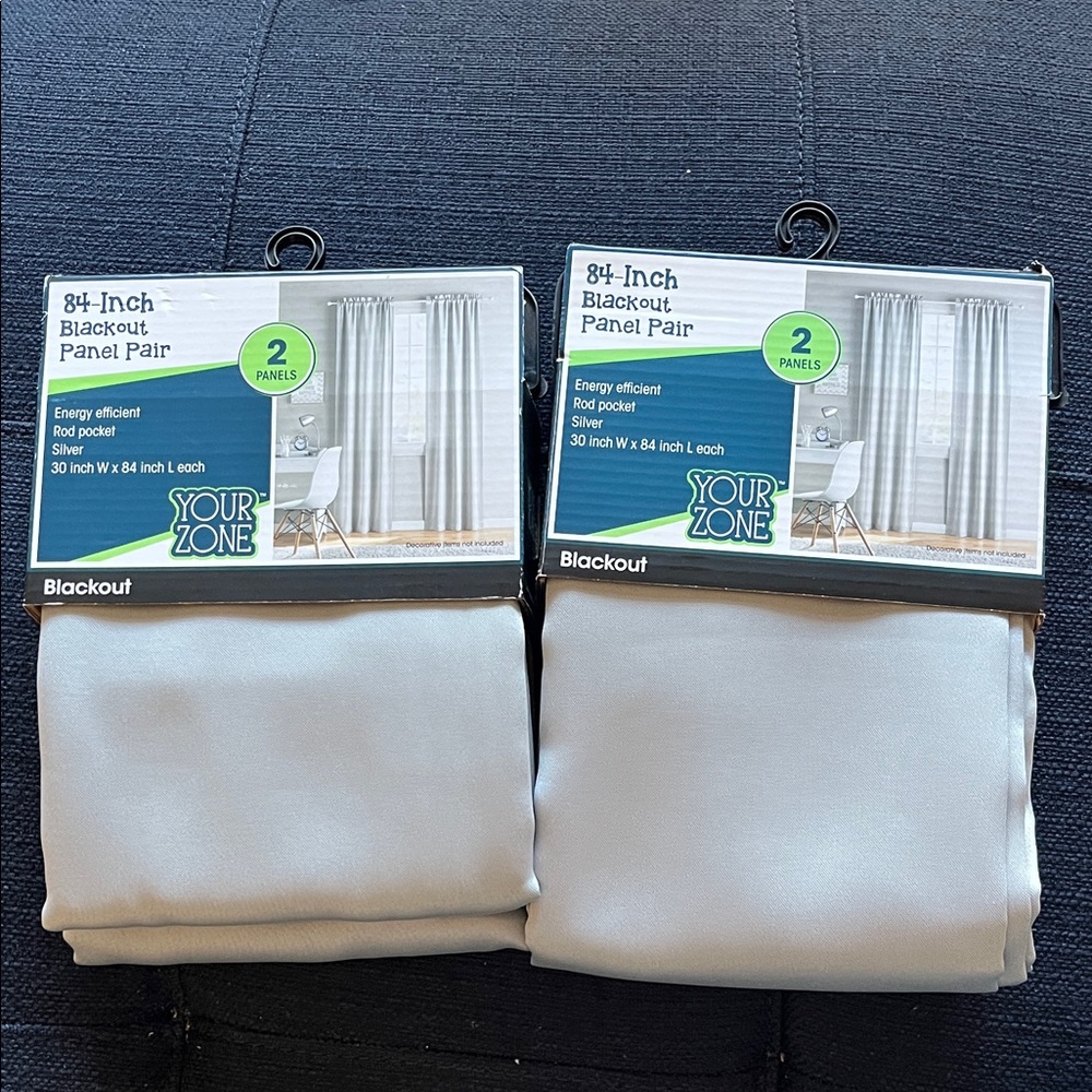 Blackout Panel Pair, Two Sets - Soft Silver - 30”Wx84”L each
